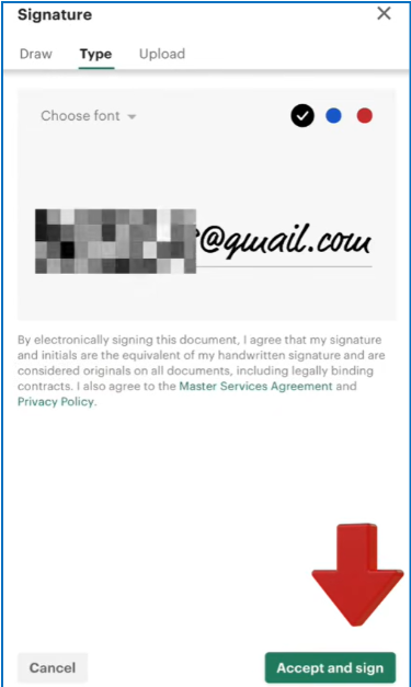 Accept and sign